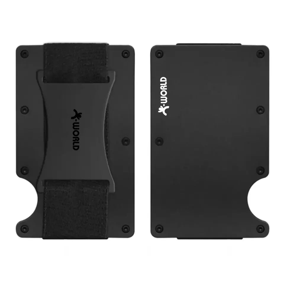 Black Minimalist Aluminum Wallet with strap