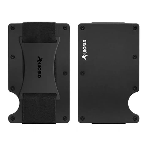 Black Minimalist Aluminum Wallet with strap