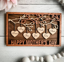 Load image into Gallery viewer, Mother&#39;s day personalized hanging hearts wall hanging
