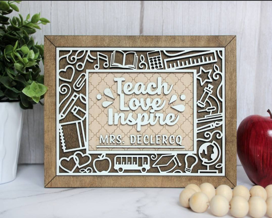 Personalized gift for teachers-Teach, Love, Inspire
